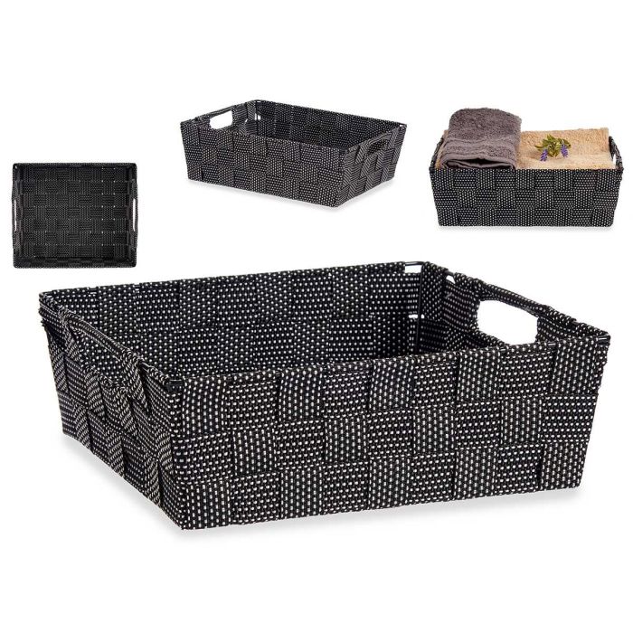 Cesta de Tela Rectangular Kipit 23 cm Negro - 3L, Poliéster (48 Unidades) Cesta de Tela Rectangular Kipit 23 cm Negro - 3L, Poliéster (48 Unidades)