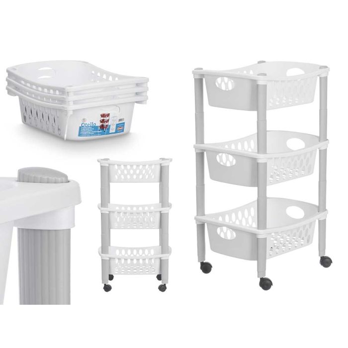 Carro Plastico 3 Pisos Blanco Stefanplast 29X17CM (6 Unidades) Carro Plastico 3 Pisos Blanco Stefanplast 29X17CM (6 Unidades)