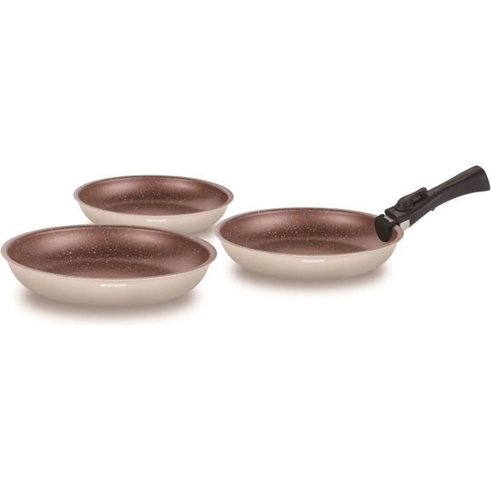 Batería de cocina - Todo tipo de fuegos, incluida inducción - ARTHUR MARTIN - AM4754 - Juego de 3 sartenes - 20-24-28 cm + 1 mango extraíble 1 Batería de cocina - Todo tipo de fuegos, incluida inducción - ARTHUR MARTIN - AM4754 - Juego de 3 sartenes - 20-24-28 cm + 1 mango extraíble 1