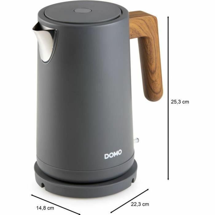 Domo DOM1741676428017 Hervidor eléctrico 2200 W 1.7 L Base giratoria Negro/Madera 4