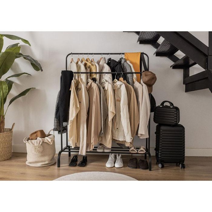 Newlux Perchero Burro Doble Colgador Ropa Negro Carga 30kg 115x50x150cm 1