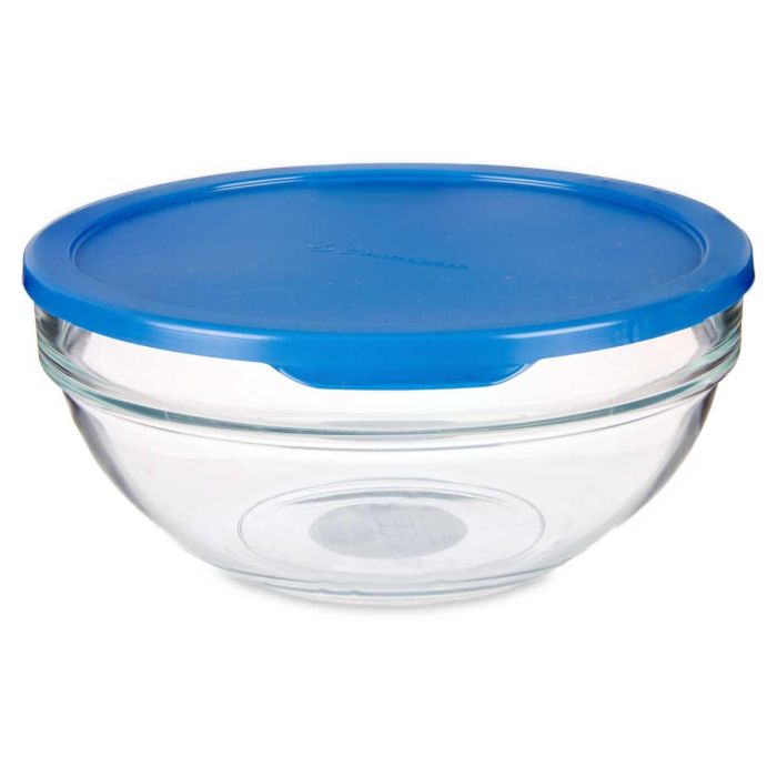 Pasabahce Fiambrera Redonda Chefs con Tapa Azul 1135ml 17x17x7cm (Set de 4) 1