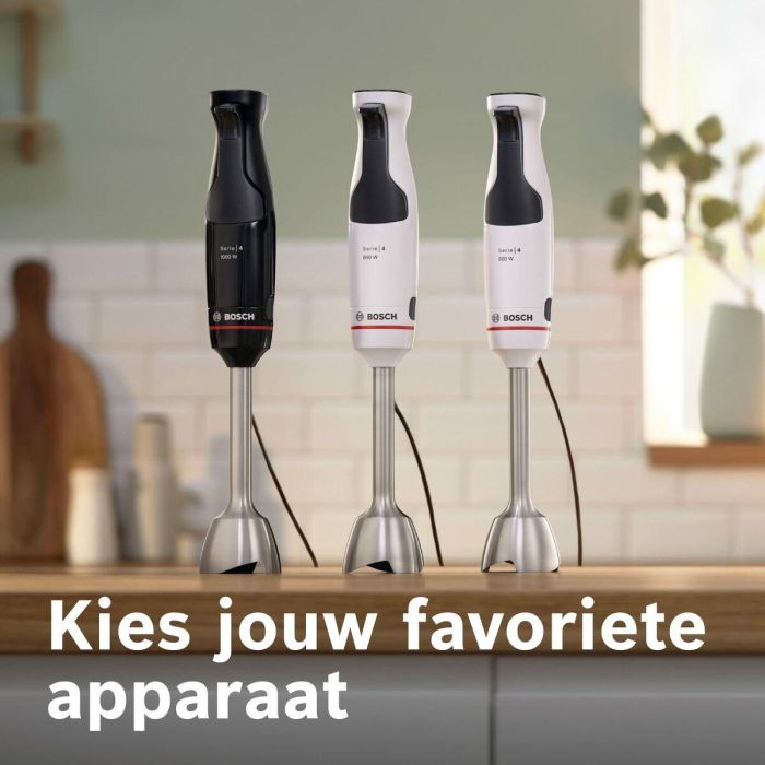 Bosch MSM4B621 Batidora de Mano 1000W con 4 Cuchillas Afiladas, Bol Mezclador, Mini Picadora, Varillas y Engranaje Cerámico