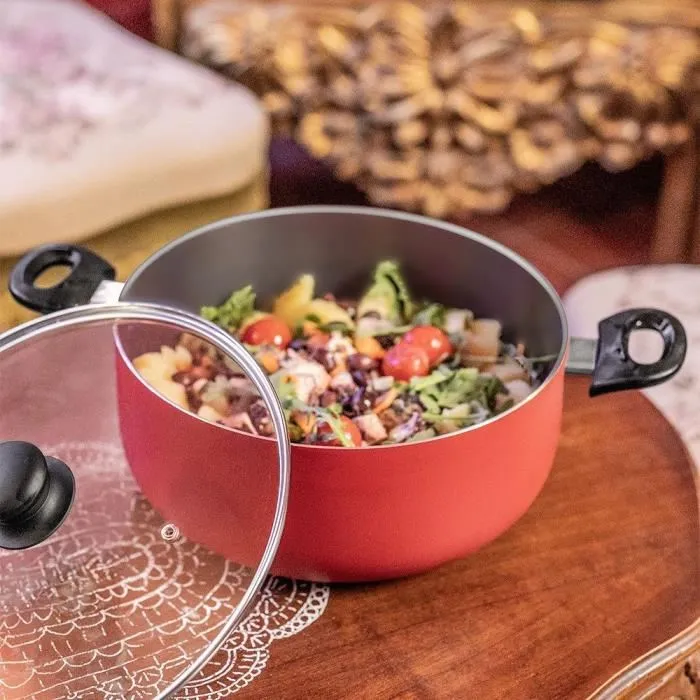 Livoo MEP150R Horno Holandés de 24 cm, Antiadherente sin PFOA ni PFOS, Mangos de Silicona, Apto para Todo Tipo de Fuegos, Incluida Inducción 4