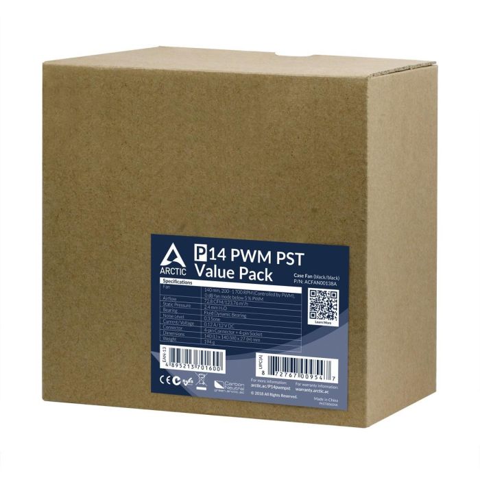 ARCTIC Lüfter 140*140*27 P14 PWM PST (Black) 5 Pack 5
