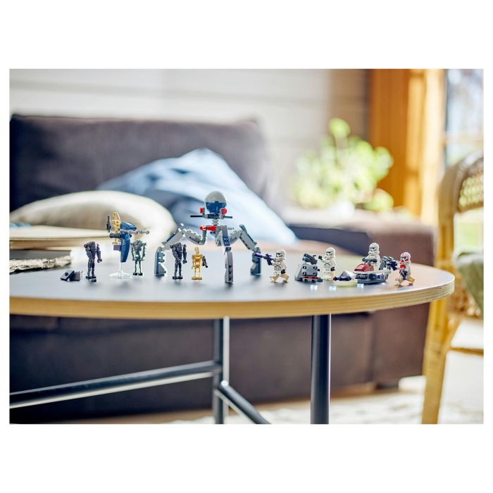 Lego 75372 Star Wars Paquete de Batalla de Soldados Clon y Droides de Batalla con Moto Speeder y Minifigura