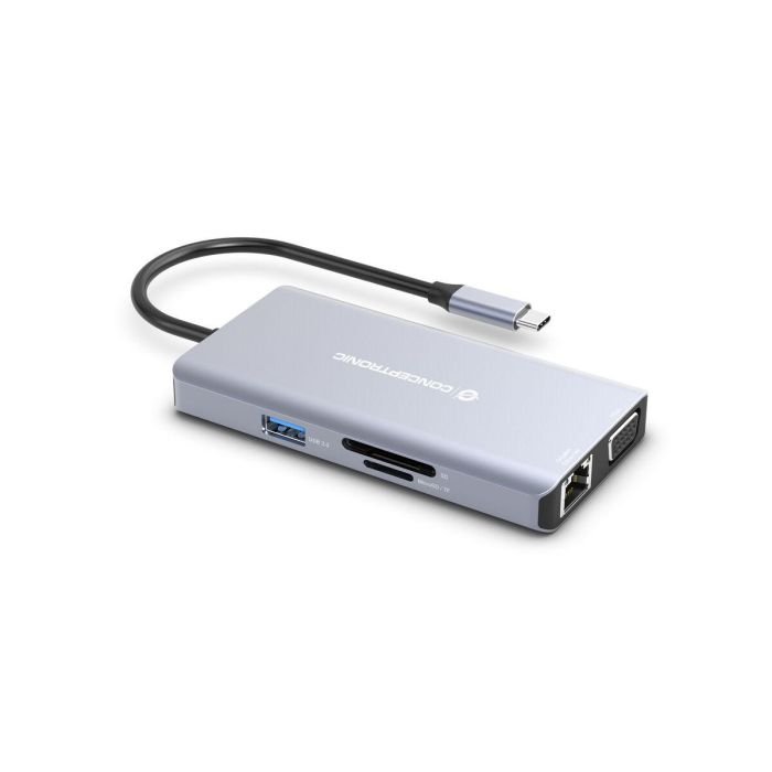 Conceptronic Docking Station USB Tipo C 10 en 1 con HDMI, VGA, USB-C PD, USB 3.0, GbE, AUX, Soporte 4K 1
