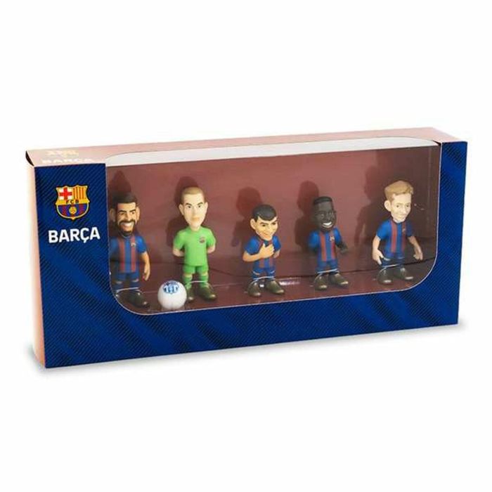 Pack minix con 5 figuras futbol club barcelona 7 cm - modelos surtidos