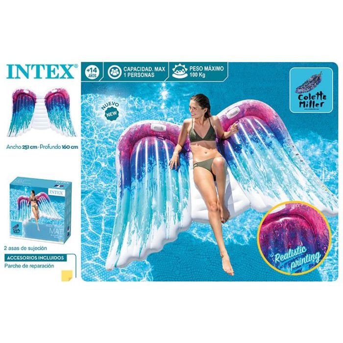 Intex 58786Eu Alas Hinchables de Ángel Colchoneta Flotador 251x160 cm con Asas y Diseño Colette Miller