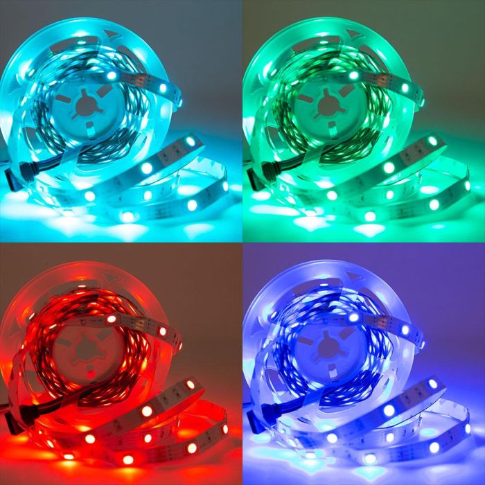 Kit Tira 36W 1.500Lm 150 LEDs 5 metros RGB Blister Transformador, Controlador, Control Bluetooth IP20 40.000H [CA-KITRGB-5M] 1