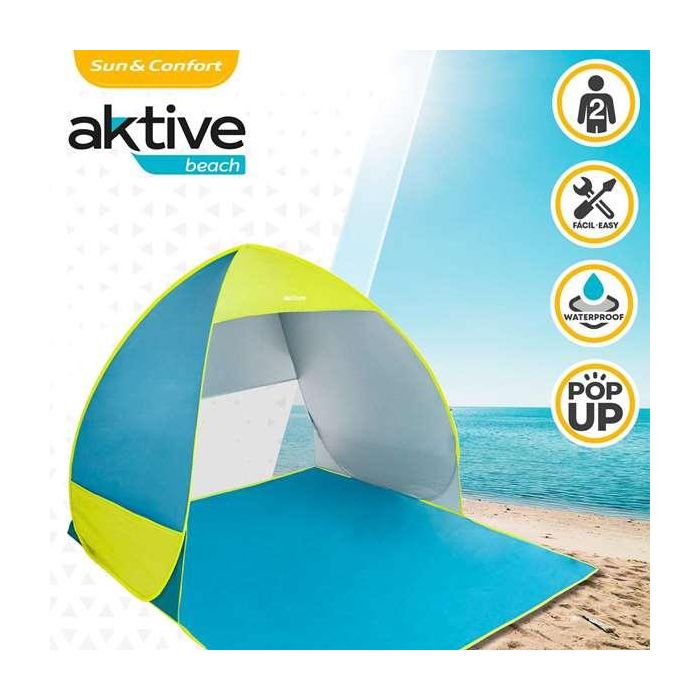 Tienda playa pop up 160x140x110 poliester uv50 color azul/verde 1 Tienda playa pop up 160x140x110 poliester uv50 color azul/verde 1