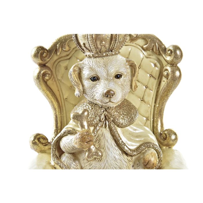 DKD Home Decor Hucha de Navidad Moderna con Perro de Resina Dorado y Marrón Claro 20.5x12.5x10.5 cm (Pack de 2) 1