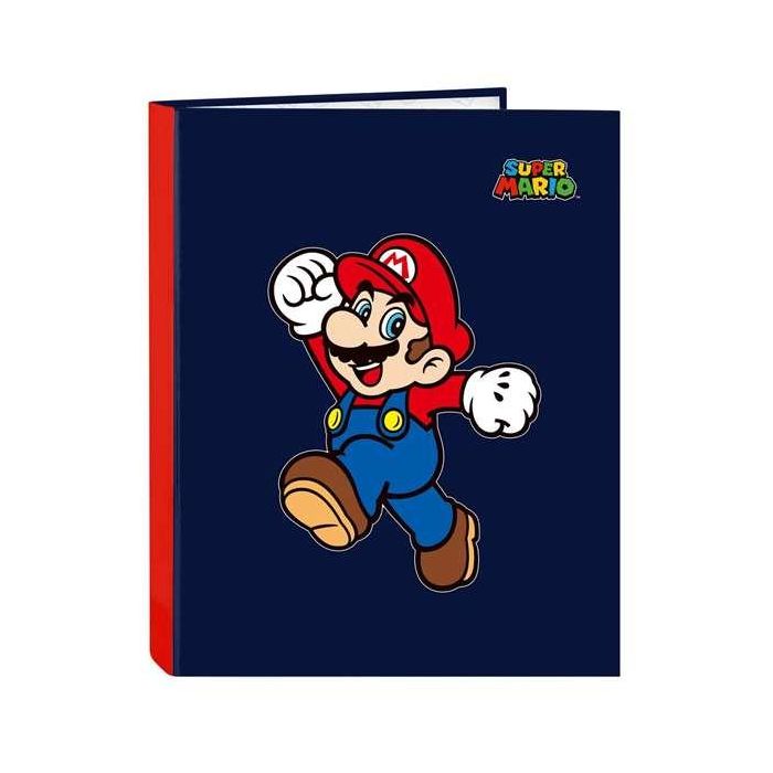 Carpeta de anillas Super Mario World Azul marino A4 26.5 x 33 x 4 cm Carpeta de anillas Super Mario World Azul marino A4 26.5 x 33 x 4 cm