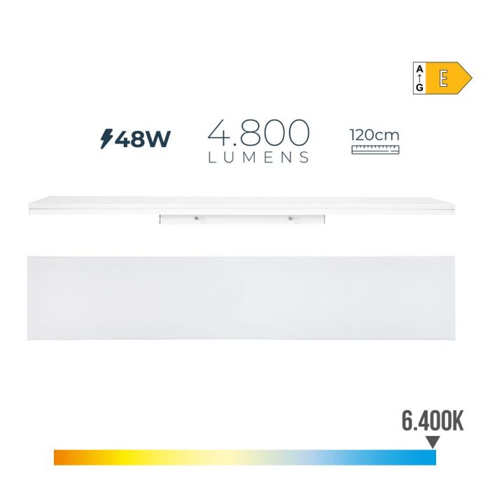 Edm Regleta LED 48W 6400K Luz Fría 4800LM 120x12x4.5cm IP20 No Dimable Ángulo 110° Clase E 0 Edm Regleta LED 48W 6400K Luz Fría 4800LM 120x12x4.5cm IP20 No Dimable Ángulo 110° Clase E 0