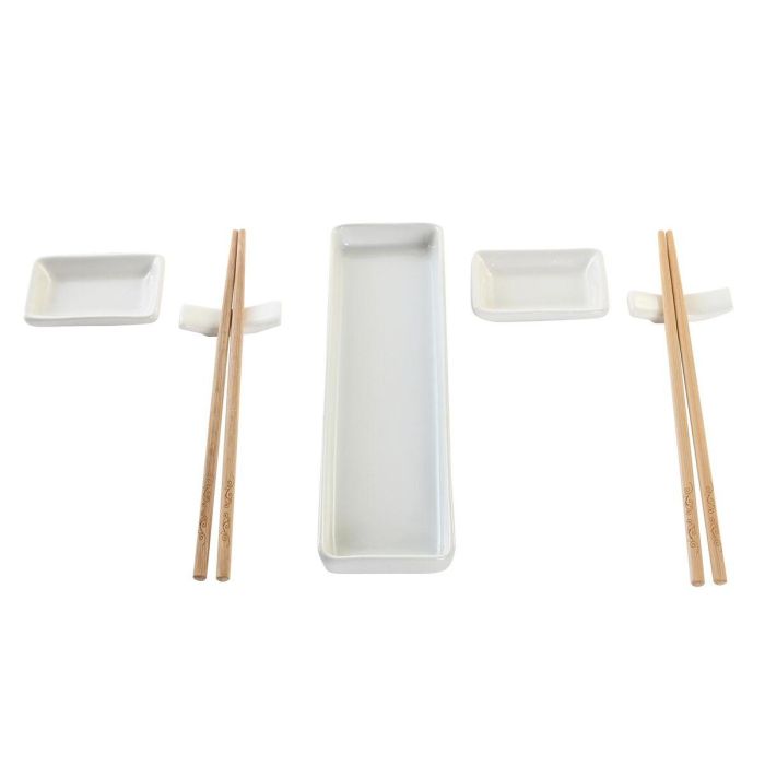 Sushi Oriental DKD Home Decor Blanco Natural 7 x 2 x 24 cm Set de 7