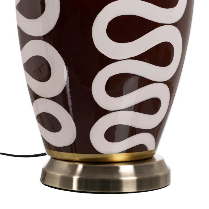 Lámpara Mesa Blanco-Marrón Porcelana 24 X 24 X 50 cm