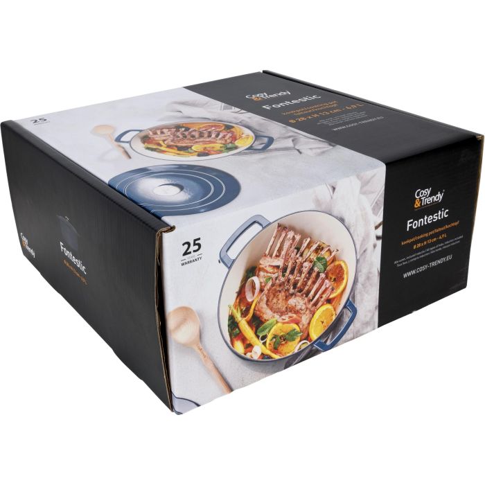 Cacerola con tapa - ACOGEDORA Y MODERNA - FONTESTIC - Hierro fundido esmaltado - Ø28 cm - 6,15 L - Apta para todo tipo de cocinas, incluida la de inducción - Azul 5