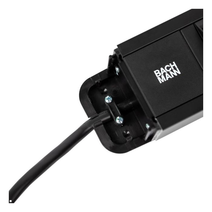 Bachmann PRIMO2 Regleta de Enchufes con 6 Tomas Schutzkontakt, Aluminio Negro, Cable 2m, IP20, Tipo F, Angular, Protección Infantil