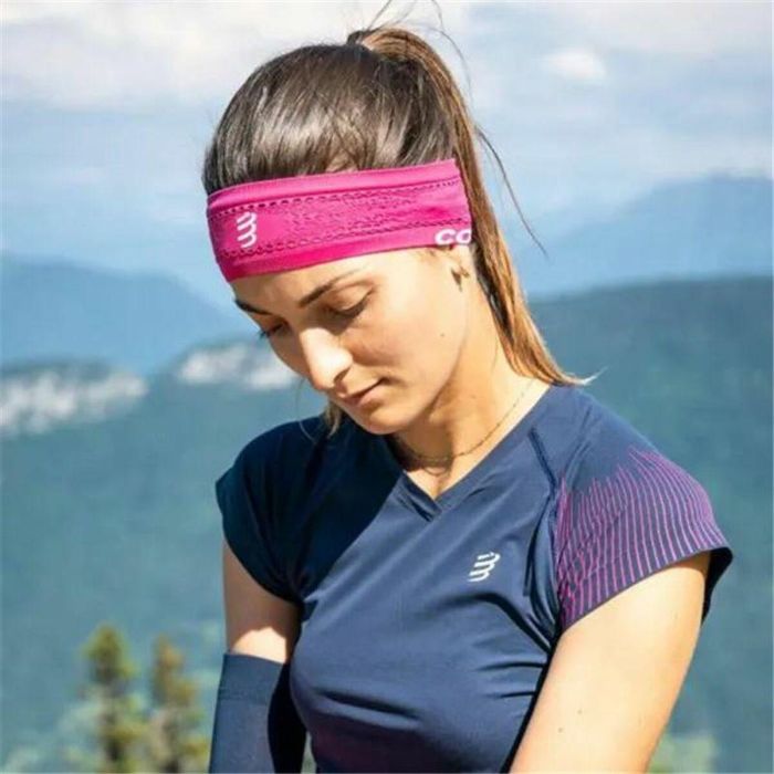 Cinta Deportiva para la Cabeza Compressport Thin On/Off Rosa Fucsia 1