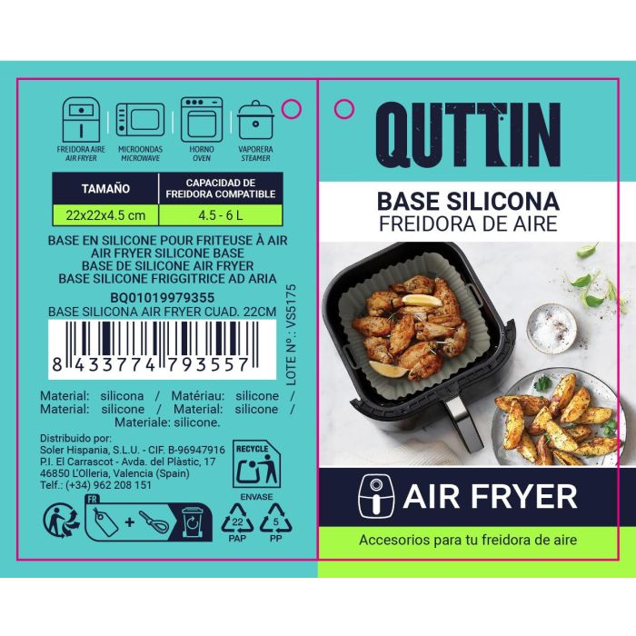 Quttin Base Silicona Air Fryer Cuadrada 22 cm 3