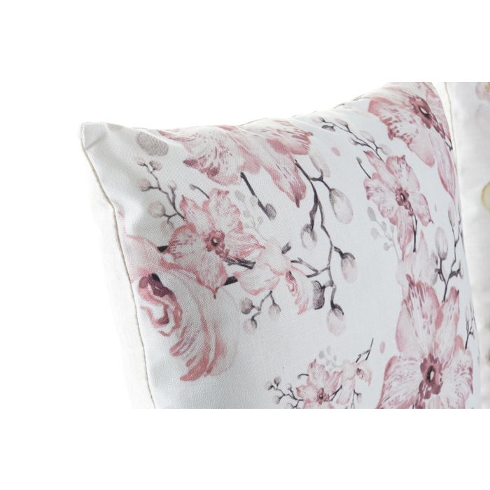 DKD Home Decor Cojín Blanco Multicolor 10 x 45 x 45 cm Poliester Flores Zipper 1