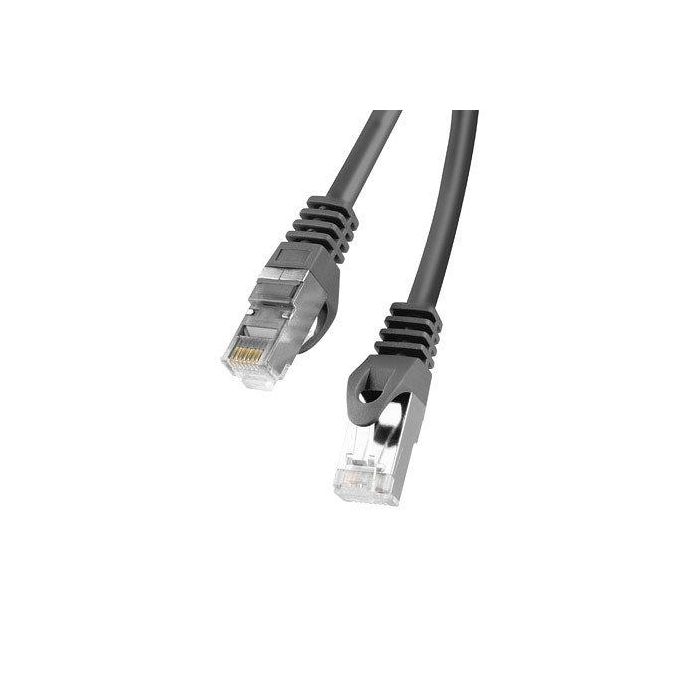 Lanberg Cable de Red Latiguillo Cat.6 F/UTP Blindado de Cobre Plateado (CCA) 1 Metro AWG26 Gris RAL9004 Conexión Ethernet hasta 250MHz