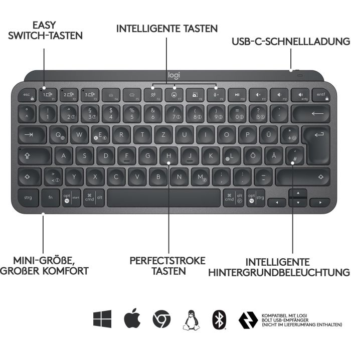 Logitech MX Keys Mini - Tastatur Hintergrundbeleuchtung QWERTZ DE 2 Logitech MX Keys Mini - Tastatur Hintergrundbeleuchtung QWERTZ DE 2