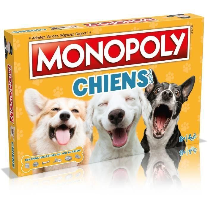 Winning Moves WIN5036905054669 Monopoly Dogs: Juego de Mesa Familiar, Edición Especial con Temática de Perros de Diferentes Razas