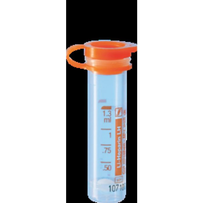 Microtubo 1,3 mL Heparina de Litio Naranja 100 Unidades
