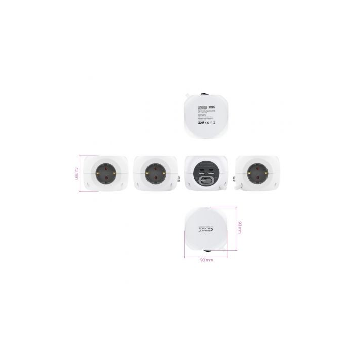 Nanocable 10.37.0001 Regleta 3 Tomas de Corriente, 4 Puertos USB (2x USB-A, 2x USB-C), Interruptor, Cable 1.4m Blanco 4 Nanocable 10.37.0001 Regleta 3 Tomas de Corriente, 4 Puertos USB (2x USB-A, 2x USB-C), Interruptor, Cable 1.4m Blanco 4