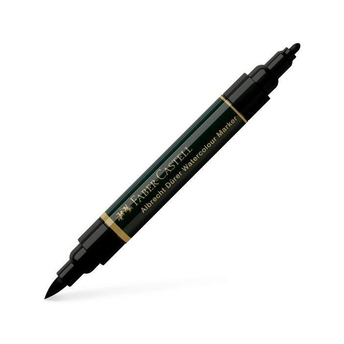 Faber-Castell Rotulador Doble Punta Fibra-Pincel Albrecht Dürer Watercolour Negro (4 Unidades) Tinta Agua Soluble (4 Unidades)