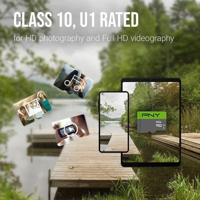 PNY Elite Tarjeta MicroSDHC 32 GB Clase 10, Clase de Velocidad U1 10