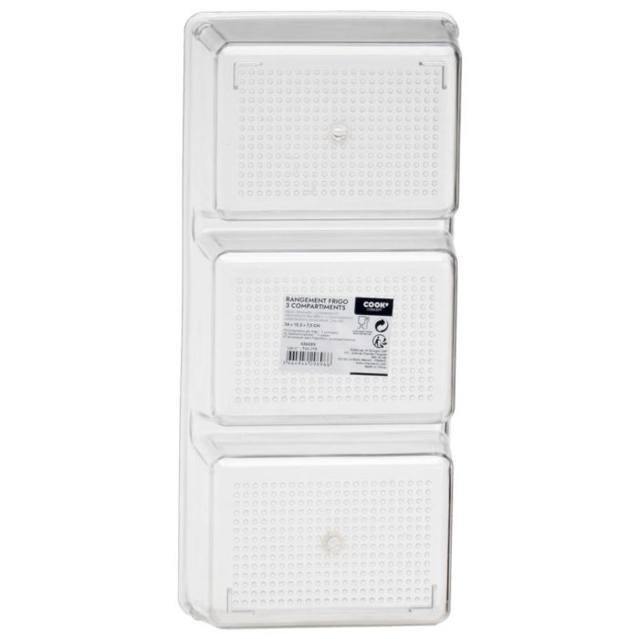 Cook Concept Cubeta Nevera Transparente con 3 Compartimentos Organizar Comida 34x15,2x7,5 cm 3 Cook Concept Cubeta Nevera Transparente con 3 Compartimentos Organizar Comida 34x15,2x7,5 cm 3