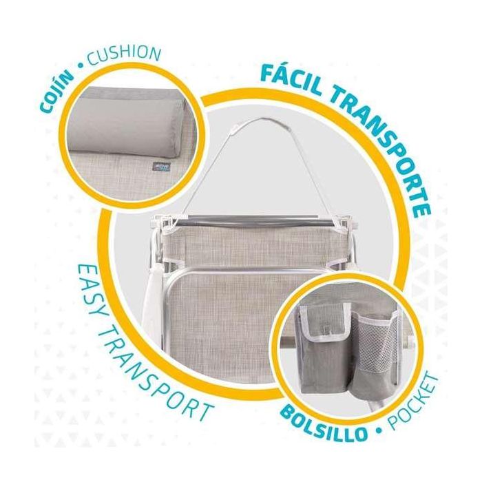 Silla playa plegable aluminio 4 posiciones ibiza 51x45x76 cm con cojin y bolso. 6 Silla playa plegable aluminio 4 posiciones ibiza 51x45x76 cm con cojin y bolso. 6