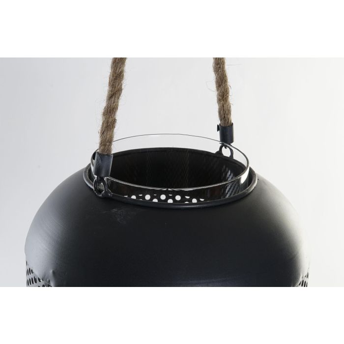 DKD Home Decor Portavela Loft Negro Marron Metal Cuerda Cristal 22 x 43 x 22 cm 1
