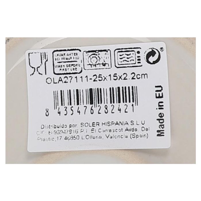 Fuente Ovalada Olaf Nordic Brillo 25x15x2.2 cm - Inde (18 Unidades) 1 Fuente Ovalada Olaf Nordic Brillo 25x15x2.2 cm - Inde (18 Unidades) 1
