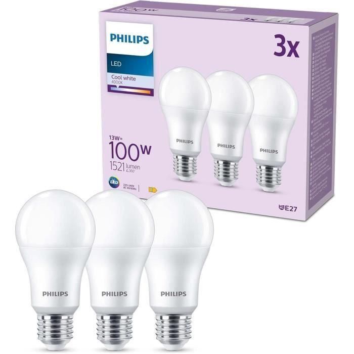 Bombilla LED - PHILIPS - 100 W - A67 E27 - Blanco frío - No regulable x 3 2 Bombilla LED - PHILIPS - 100 W - A67 E27 - Blanco frío - No regulable x 3 2