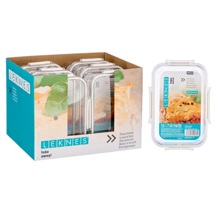 Fiambrera Rectangular Hermetica Blanca 950Ml Leknes 20X7CM (24 Unidades) 2 Fiambrera Rectangular Hermetica Blanca 950Ml Leknes 20X7CM (24 Unidades) 2