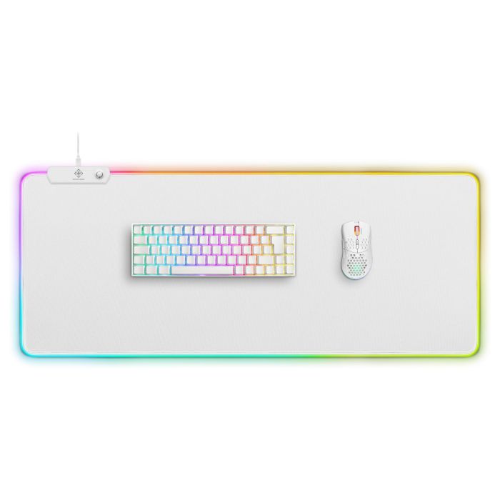 Deltaco Gaming Alfombrilla de Ratón GAM-079-W WMP90 RGB XL para Juegos, Superficie de Tela, Base Antiderrapante, Retroiluminación LED Multicolor, 900x360x4 mm, Blanco