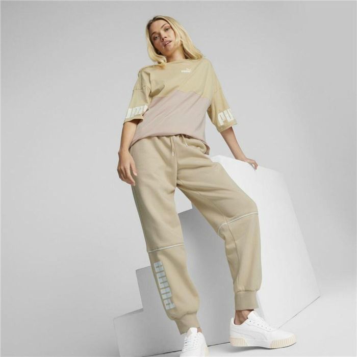 Pantalón de Chándal para Adultos Puma Colorblock  Beige Mujer 1 Pantalón de Chándal para Adultos Puma Colorblock  Beige Mujer 1