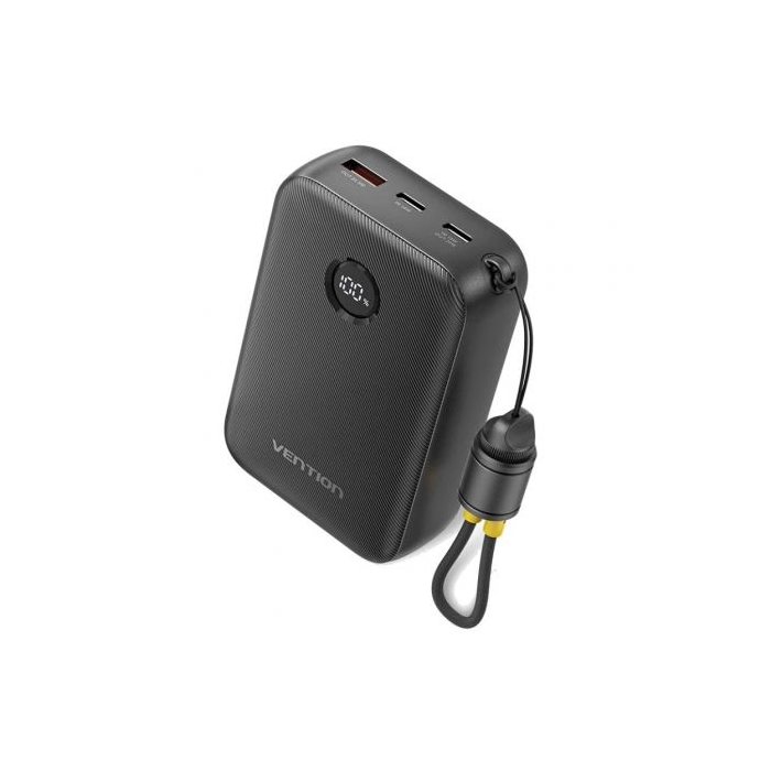 Vention FKBB0-C Powerbank 20000mAh 22.5W con cable USB-C integrado para viaje en avión Negro