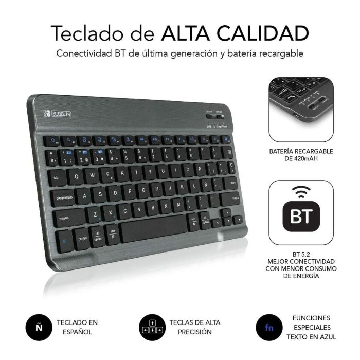 SUBBLIM SUBKT3-BTS055 Teclado Inalámbrico Bluetooth 5.2 QWERTY Español con Funda para Samsung GT A8 10.5" X200/205 Negro 1 SUBBLIM SUBKT3-BTS055 Teclado Inalámbrico Bluetooth 5.2 QWERTY Español con Funda para Samsung GT A8 10.5" X200/205 Negro 1