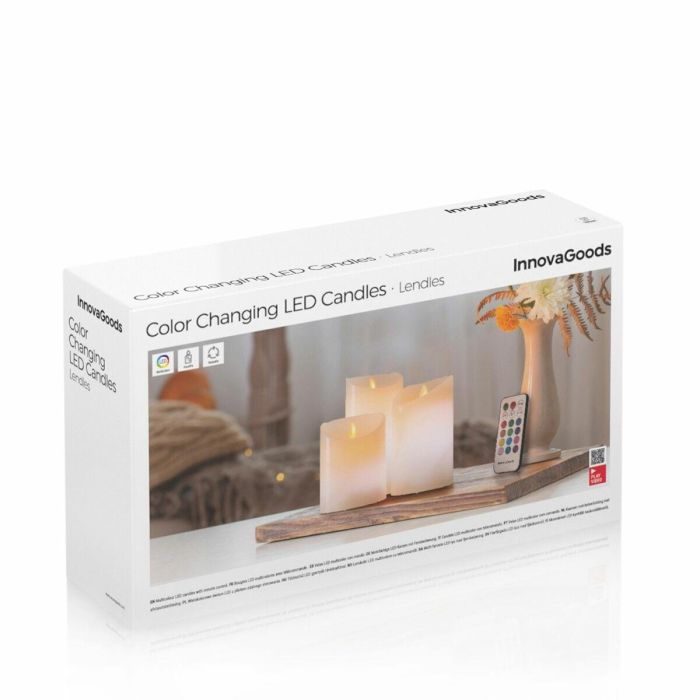 Velas LED Multicolor Efecto Llama con Mando Lendles InnovaGoods 3 Unidades 1