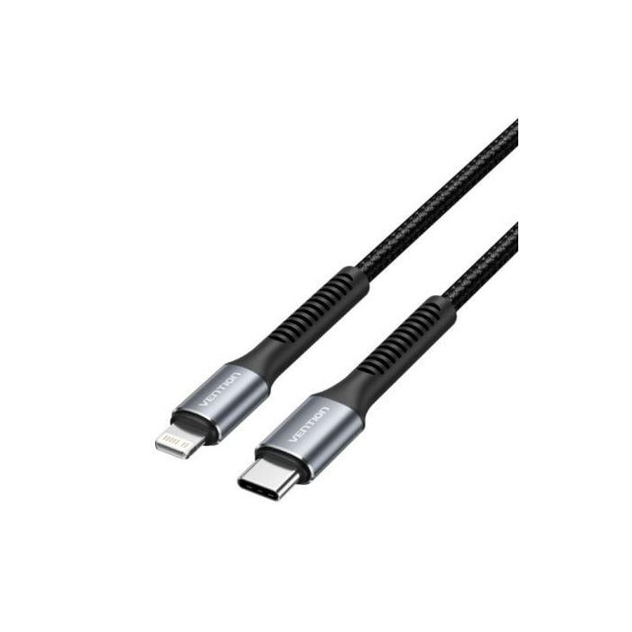 Cable USB Tipo-C Lightning Vention H16BF/ Lightning Macho - USB Tipo-C Macho/ 27W/ 480Mbps/ 1m/ Negro