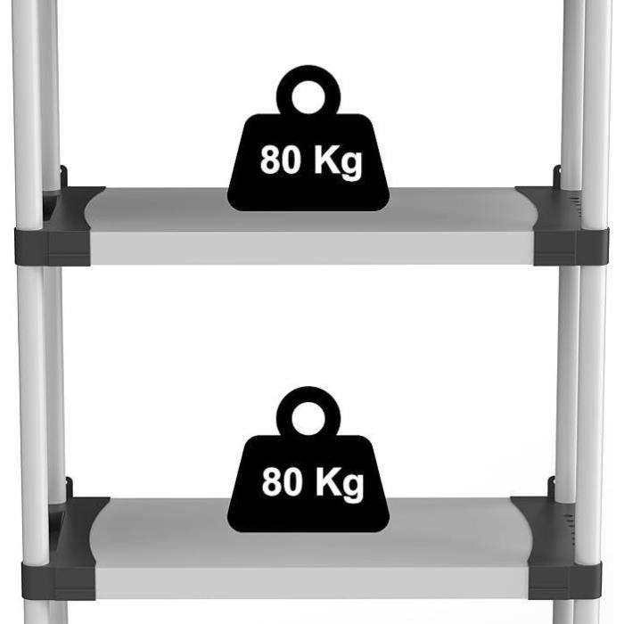 Estante de plástico - TOOD - 3 estantes - Carga 80 kg por estante - 80x40x85 cm - Negro/gris 2 Estante de plástico - TOOD - 3 estantes - Carga 80 kg por estante - 80x40x85 cm - Negro/gris 2
