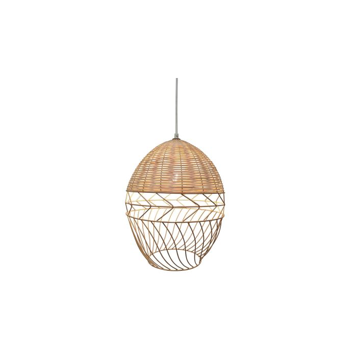 DKD Home Decor Lámpara de Techo Urban de Metal y Ratán, Marrón Claro y Blanco, Casquillo E27, 50W, para 1 Bombilla, 30x38x30 cm