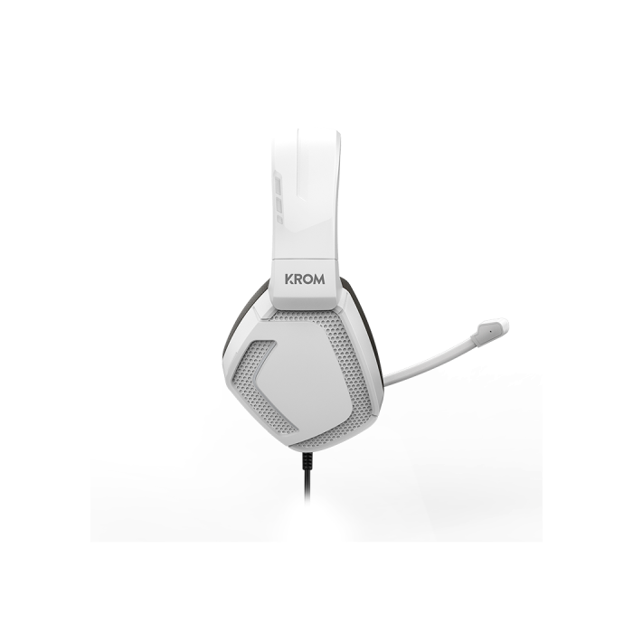 KROM Auriculares Gaming Alámbrico Diadema Kopa PRO Blanco Micrófono Omnidireccional Sonido Estéreo 50mm Compatibilidad Multiplataforma