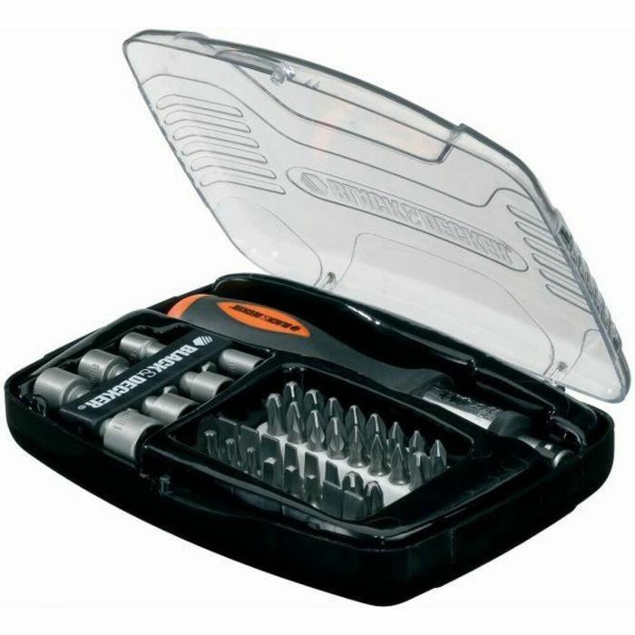 Black+Decker a7062-xj Juego de atornillador de carraca 40 piezas, incluye puntas y llaves