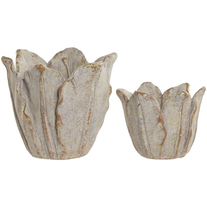 Macetero Shabby DKD Home Decor Gris 20 x 17 x 20 cm Set de 2 (4 Unidades) Macetero Shabby DKD Home Decor Gris 20 x 17 x 20 cm Set de 2 (4 Unidades)