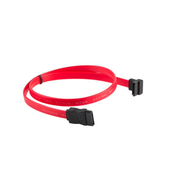 Lanberg Cable SATA III 6 Gb/s 0.5m Rojo - Compatible con SATA II, Conector en Ángulo Recto